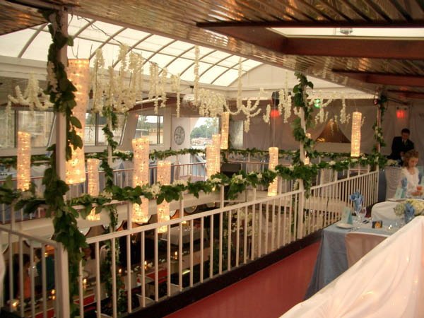 Mark & Stuart's wedding boat decked out