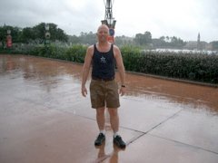 Dave is soaking wet at Epcot
