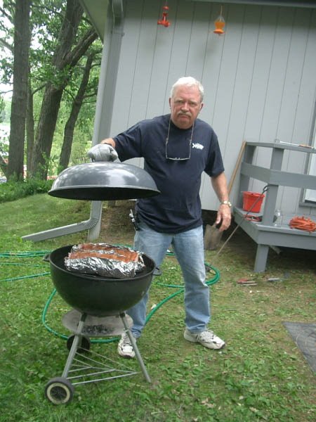 Dave's dad shows his mastery of the grill